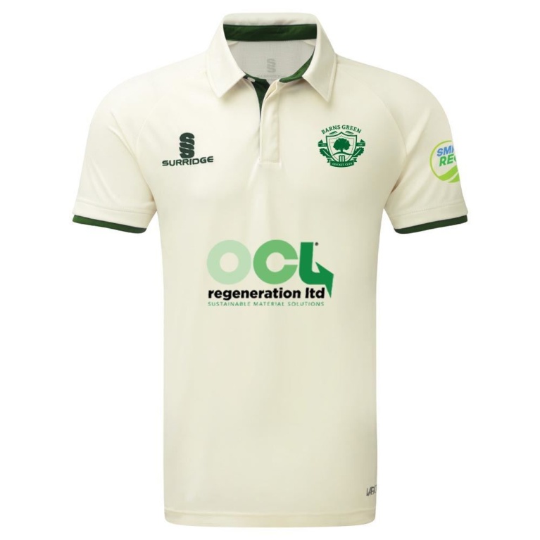 Barns Green CC  Ergo Short Sleeve Green Trim Shirt