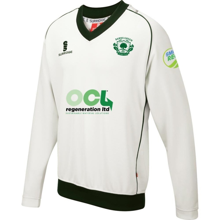 Barns Green CC  Long Sleeve Sweater Green Trim