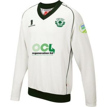 Barns Green CC  Long Sleeve Sweater Green Trim