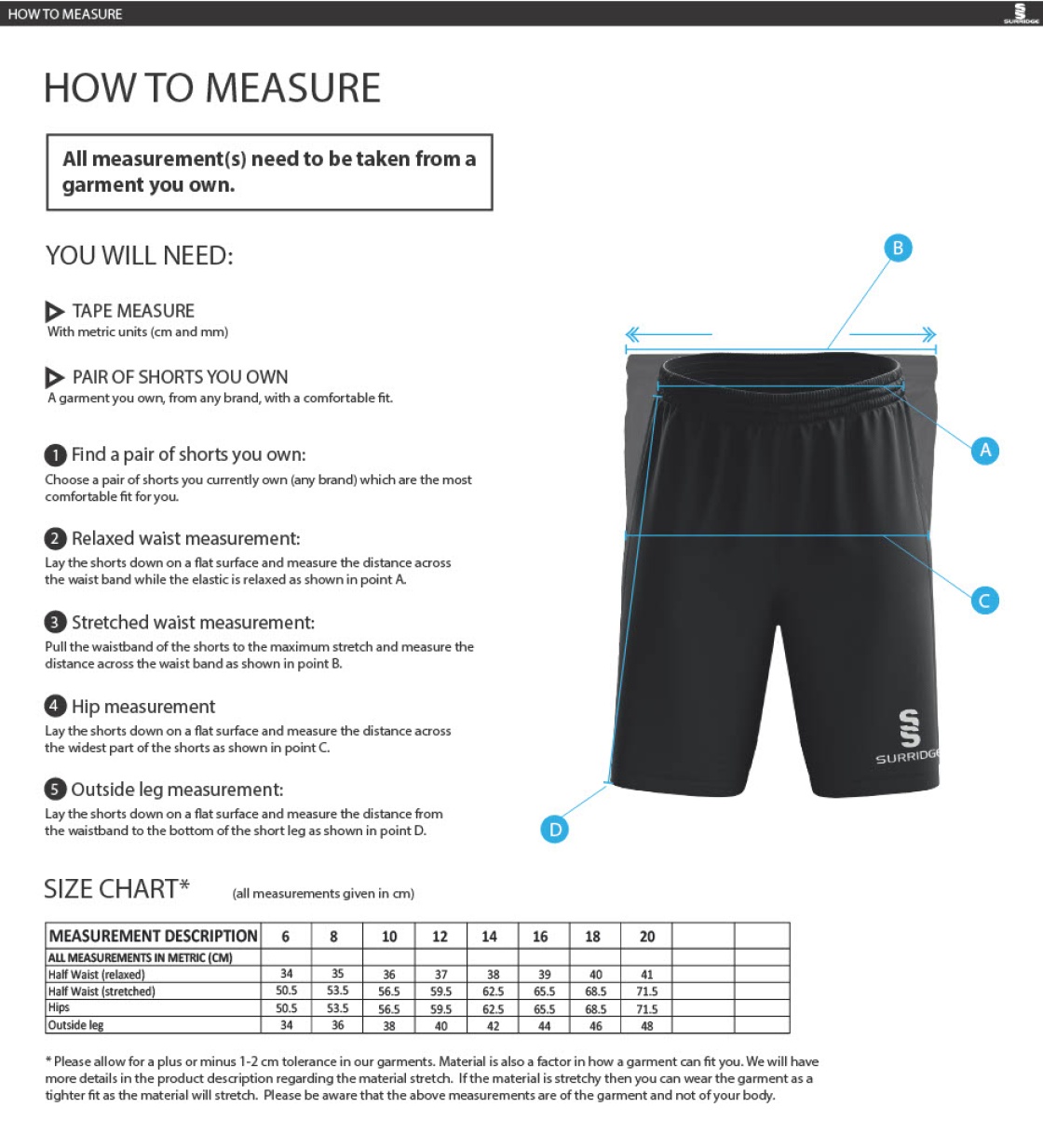 Barns Green CC Women's Ripstop Pocketed Shorts : Navy - Size Guide